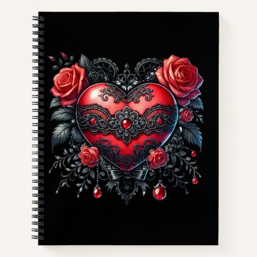 Gothic Heart Valentine Notebook Notizblock (Vorderseite)