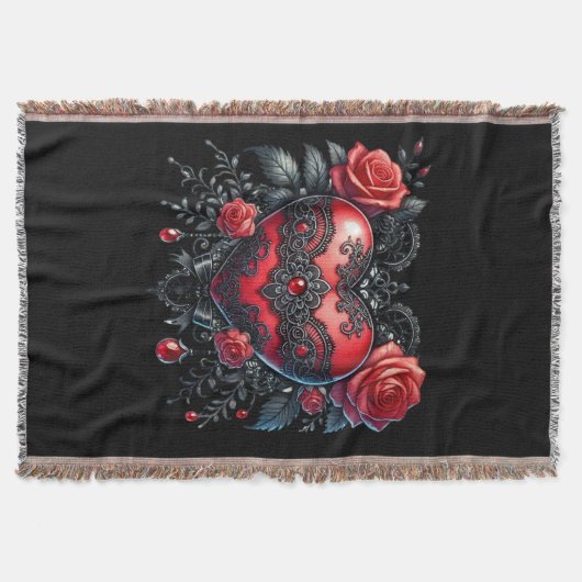 Gothic Heart Valentinstag-Throw Decke (Vorderseite)