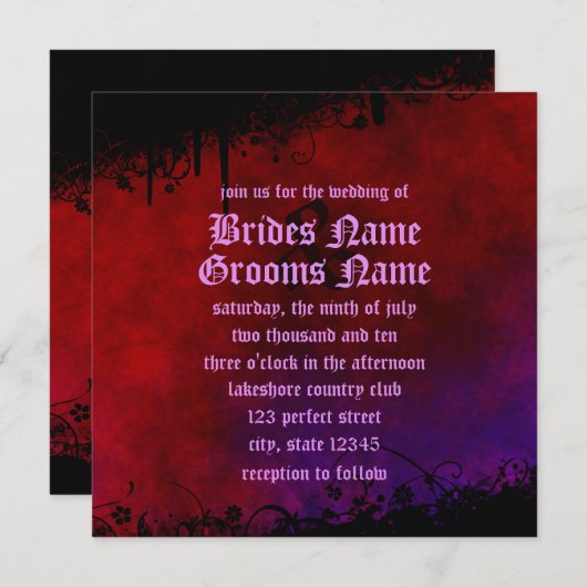 Gothic Heart Wedding Einladung (Vorne/Hinten)