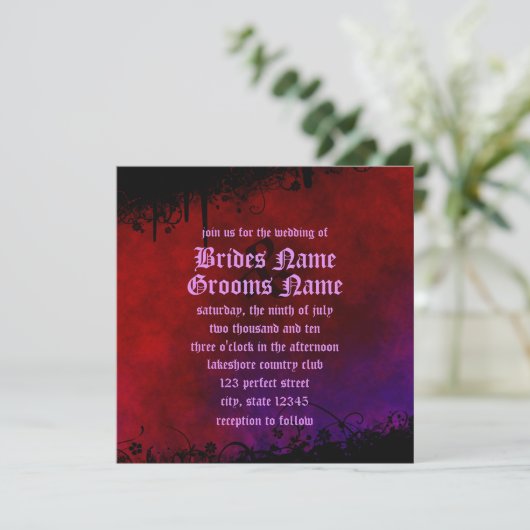 Gothic Heart Wedding Einladung (Stehend Vorderseite)