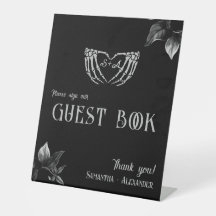 Gothic Heart Whimsigoth Silver Wedding Gästebuch