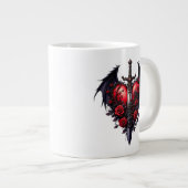 Gothic Heart with Wings, Sword and Red Roses Jumbo-Tasse (Vorderseite Rechts)