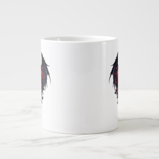 Gothic Heart with Wings, Sword and Red Roses Jumbo-Tasse (Vorderseite)