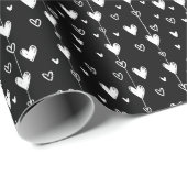 Gothic Hearts Black and White Geschenkpapier (Rolleneckpunkt)