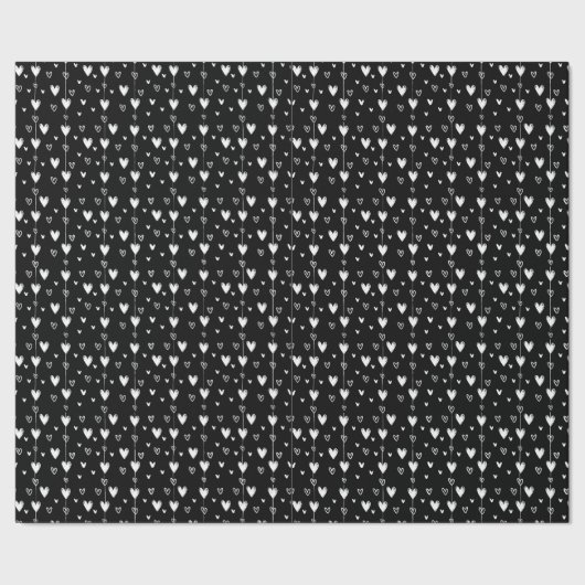 Gothic Hearts Black and White Geschenkpapier (Saum)