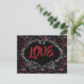 Gothic Hearts LOVE Valentinstag Postkarte (Stehend Vorderseite)
