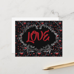 Gothic Hearts LOVE Valentinstag  Postkarte
