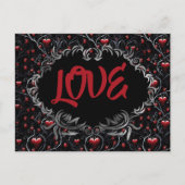Gothic Hearts LOVE Valentinstag Postkarte (Vorderseite)