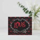 Gothic Hearts LOVE Valentinstag Postkarte (Stehend Vorderseite)