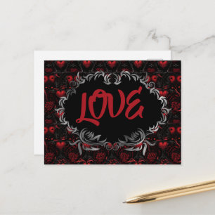 Gothic Hearts LOVE Valentinstag  Postkarte