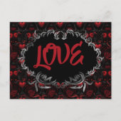 Gothic Hearts LOVE Valentinstag Postkarte (Vorderseite)