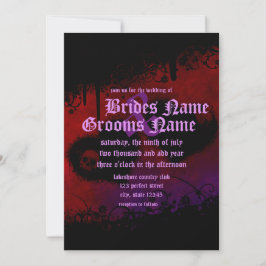 Gothic Hearts & Skull Wedding Einladung