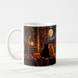 Gothic Herbst Katzen Tasse – Cozy Halloween Kunst