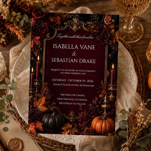 Gothic-Herbst-Kürbis-Hochzeit Einladung