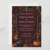 Gothic-Herbst-Kürbis-Hochzeit Einladung (Vorderseite)