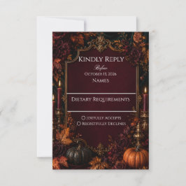 Gothic-Herbst-Kürbis-Hochzeit RSVP Karte