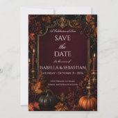 Gothic-Herbst-Kürbis-Hochzeit Save The Date (Vorderseite)