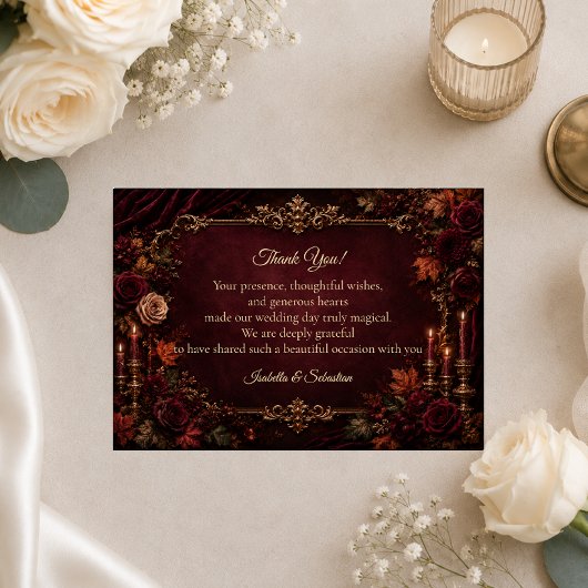 Gothic-Herbst-Romantik-Hochzeit Dankeskarte