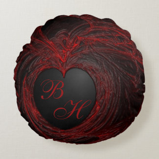 Gothic-Herz blutiges Fleisch Monogramm Rundes Kissen