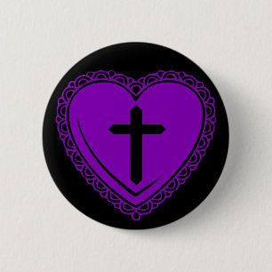 Gothic Herz & Kreuz (Schwarz + Lila) Button