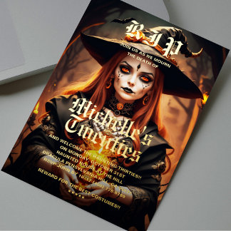 Gothic Hexe 30. Geburtstag Erwachsener Halloween-P Folieneinladung