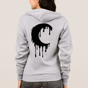 Gothic Hexe Black Dripping Moon Silhouette Hoodie