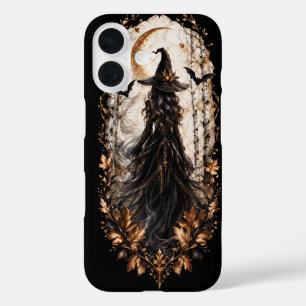 Gothic Hexe Golden Mond Wald Halloween Case-Matte iPhone 16 Hülle
