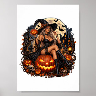 Gothic Hexe – Halloween Dunkle Magie T-Shirt Poster