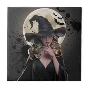 Gothic Hexe Halloween-Untersetzer Fliese