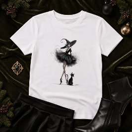 Gothic Hexe & Katze – Dunkle feminine Witchcore-Ku T-Shirt
