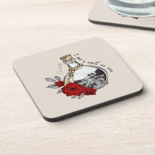 Gothic Hexe Liebe Pop Getränkeuntersetzer (Linke Seite)
