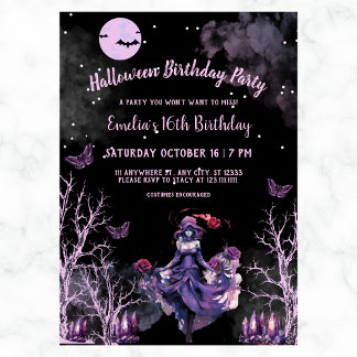 Gothic Hexe Rose Mädchen 16. Halloween Geburtstag Einladung