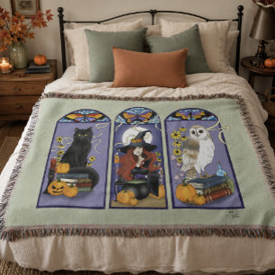 Gothic Hexe schwarze Katze Eule Halloween Jugendst Decke