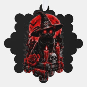 Gothic Hexe schwarze Katze Halloween Totenkopf Ker Ornament Karte