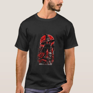 Gothic Hexe schwarze Katze Halloween Totenkopf Ker T-Shirt
