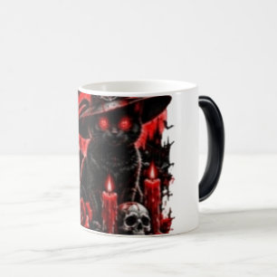 Gothic Hexe schwarze Katze Halloween Totenkopf Ker Verwandlungstasse