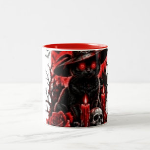 Gothic Hexe schwarze Katze Halloween Totenkopf Ker Zweifarbige Tasse