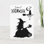 Gothic Hexe Tarot Niedlich Cat Halloween Foto Karte (Vorderseite)