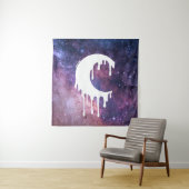 Gothic Hexe White Dripping Moon Silhouette Galaxy Wandteppich (Beispiel)