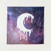 Gothic Hexe White Dripping Moon Silhouette Galaxy Wandteppich (Vorderseite)
