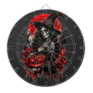 Gothic Hexen-Kürbis Halloween Schwarze Katze Gruse Dartscheibe