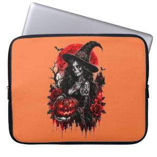 Gothic Hexen-Kürbis Halloween Schwarze Katze Gruse Laptopschutzhülle