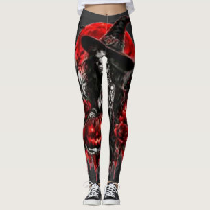 Gothic Hexen-Kürbis Halloween Schwarze Katze Gruse Leggings