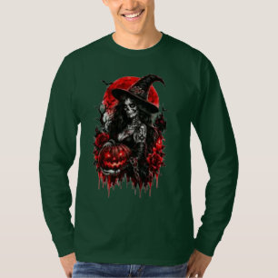 Gothic Hexen-Kürbis Halloween Schwarze Katze Gruse T-Shirt