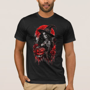Gothic-Hexen-Kürbis-Halloween-Schwarze Katze Gruse T-Shirt