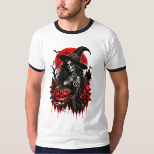Gothic-Hexen-Kürbis-Halloween-Schwarze Katze Gruse T-Shirt