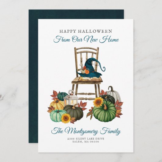 Gothic Hexenkürbis Halloween Neue Zuhause Moving Ankündigung (Vorne/Hinten)