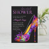 Gothic High Heel Shoe Halloween-Brautparty Einladung (Stehend Vorderseite)