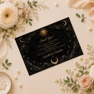 Gothic Himmlische Sonne Mond Hochzeit Dankeskarte