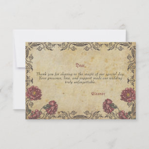 Gothic-Hochzeit Danke Auto Dunkle Blumen Vintage